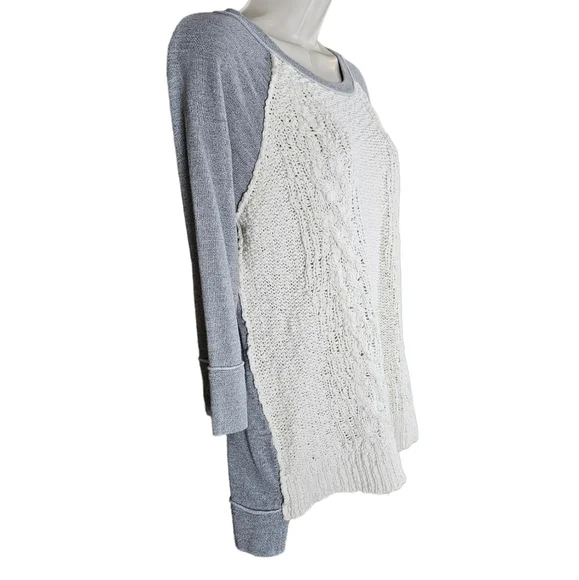 Anthropologie's Dolan Parknit Contrast Gray Jersey & Ivory Chunky Cable Knit Tee - Picture 11 of 11
